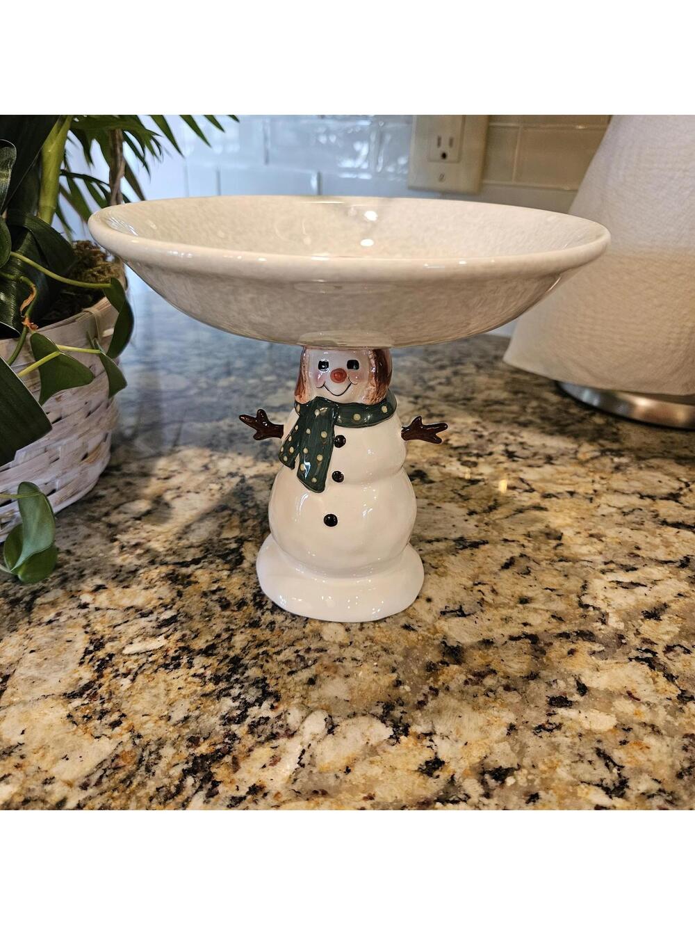 Oneida SNOWMAN PEDESTAL CANDY DISH Snack Bowl